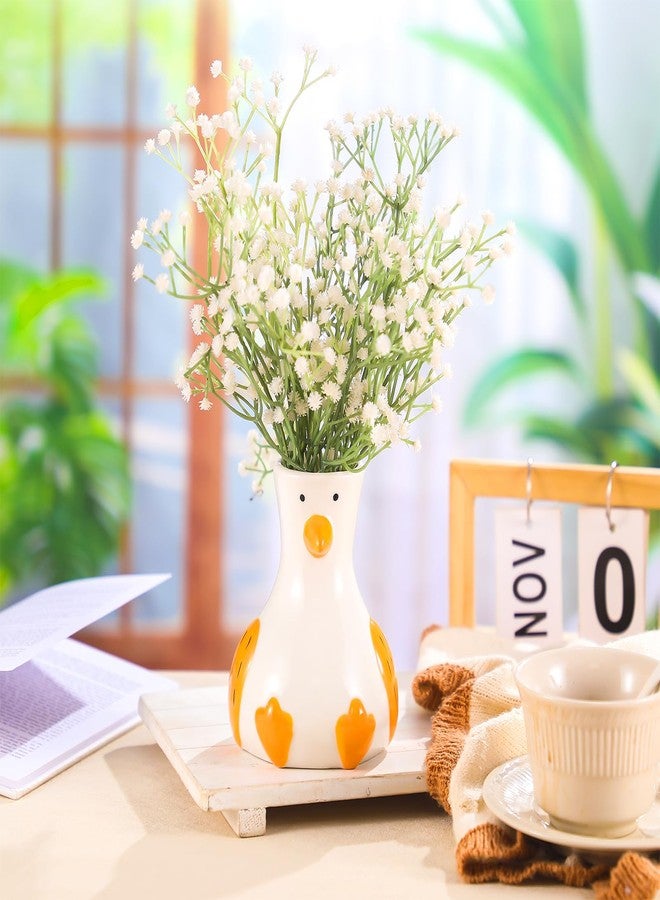 Ninehaoou Ceramic Goose Vase White Modern Flower Vase with Unique Goose Design Aesthetic Table Decor Funky Trendy Art Planter Holder for Flowers, Home Office Shelf Decoration - Image 5